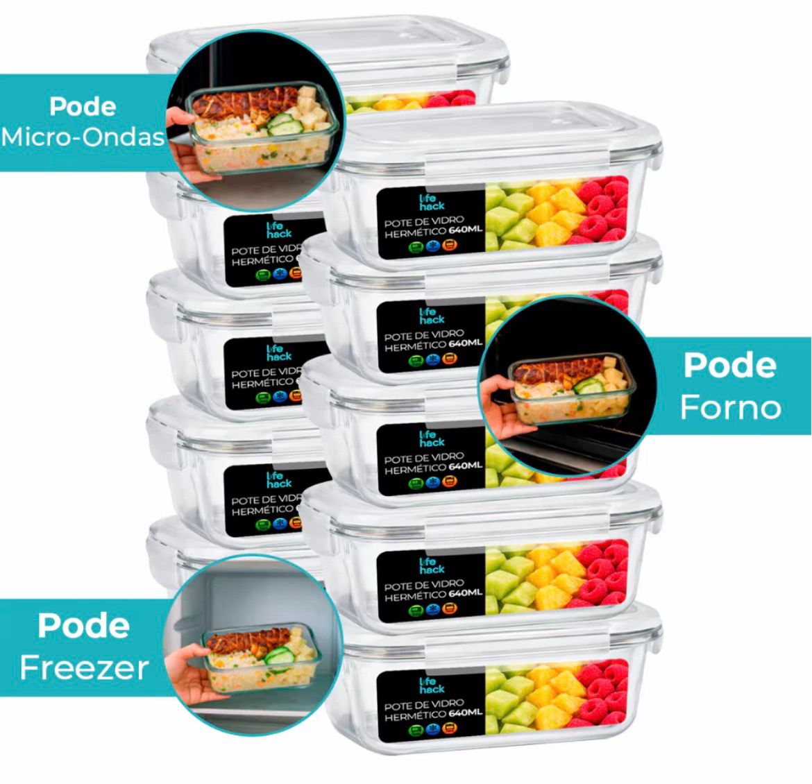 Pode ir ao micro-ondas, forno e freezer